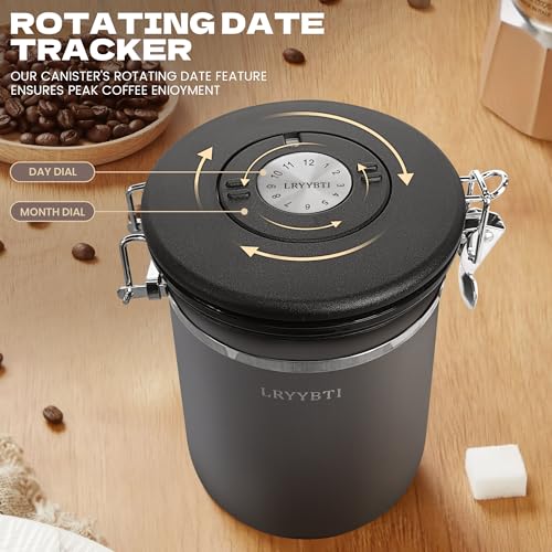 38oz Stainless Steel Airtight Coffee Canister with Date Dial