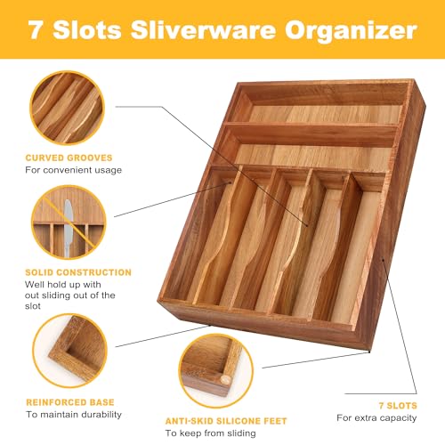 Expandable Bamboo Kitchen Drawer Organizer