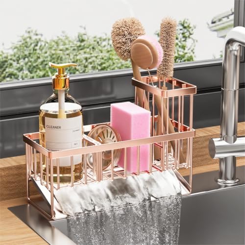 Kitchen Sink Caddy Organzier with High Brush Holder