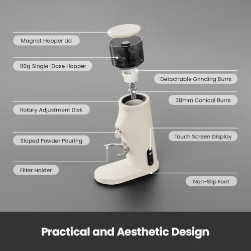 Electric Conical Burr Coffee Grinder (White)