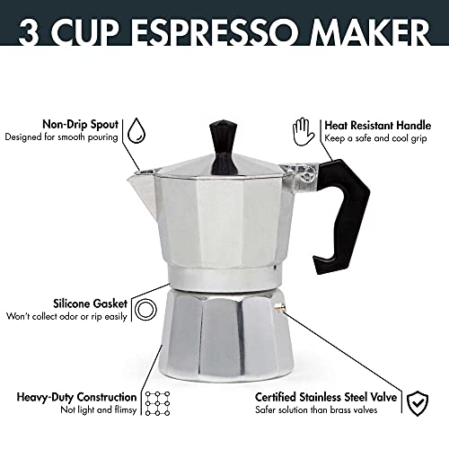 Classic Stovetop Espresso and Coffee Maker (Silver / 3 Cup)