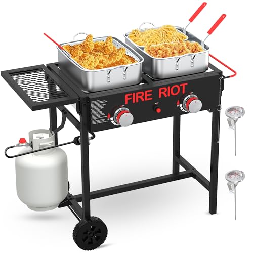 36QT Outdoor Propane Deep Fryer with Rolling Cart