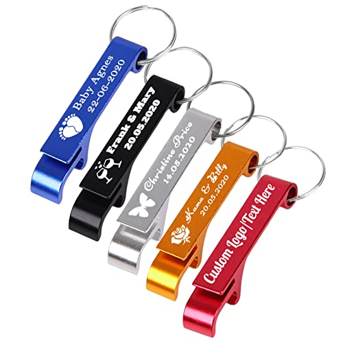 5PCS Personalized Bottle Opener Keychain Bulk Custom Beer Bottle Opener with Logo Text Engraved Wedding Bottle Opener Favors Customized Gifts for Guests Baby Shower Birthday Party