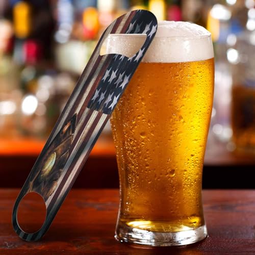 Tool Shop Stainless Steel Bottle Opener Carpentry Electric Drill and Hammer Brown Retro Poster Flat Beer Bottle Opener Keychain for Home Kitchen Bar Restaurant Party Birthday Gift
