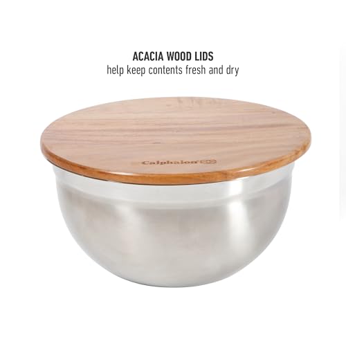 Orbit Mixing Bowl Set (Stainless w/ Acacia Wood Lids / 3-Piece Mixing Bowl Set)