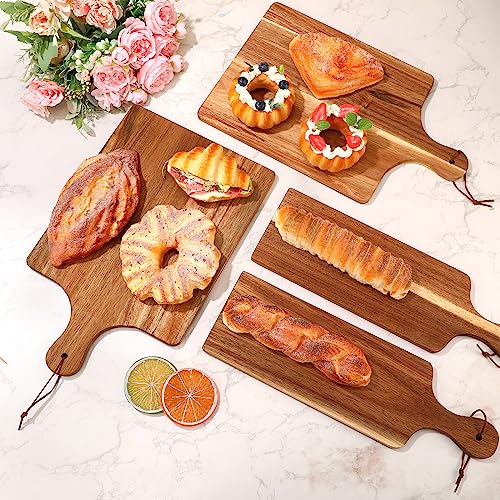 6 Pcs Acacia Wood Cutting Board Set with Handle