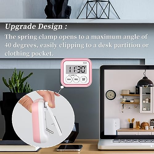 Timer Kitchen Timers for Cooking Classroom Timer for Kids Teachers Magnetic Digital Timers 4 Pack (Pink)