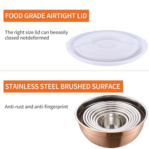 Rose Gold Mixing Bowls with Airtight Lids (Rose Gold / 7 Pieces)