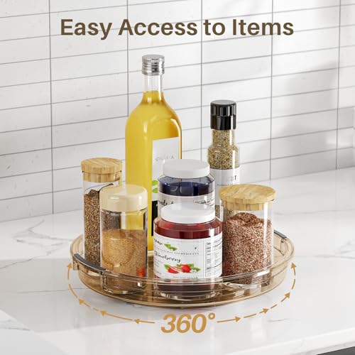 Lazy Susan Turntable Organizer for Cabinet Refrigerator Rotating Condiment Organizer for Fridge
