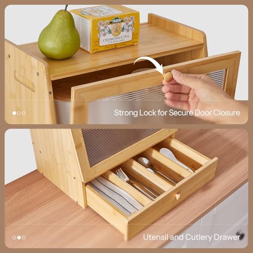 Bread Box Bread Box for Kitchen Countertop (Natural)