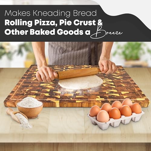 30" x 20" Acacia Wood End Grain Cutting Board Extra Large