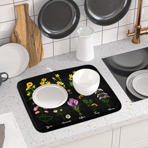 Dish Drying Mat Dishes Pad Absorbent Reversible Dish Drainer Mat Fast Dry Kitchen Counter Accessories