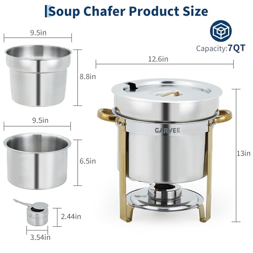 7QT Round Soup Chafer Sets of 2 (7QT-2 Pcs / Gold)