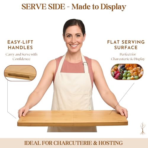 Extra Large Foldable Stovetop Cover Cutting Board (Natural Bamboo)