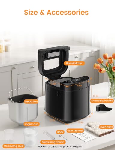 25-in-1 2.5LB Bread Maker with Built-in Electronic Scale (Jet Black)
