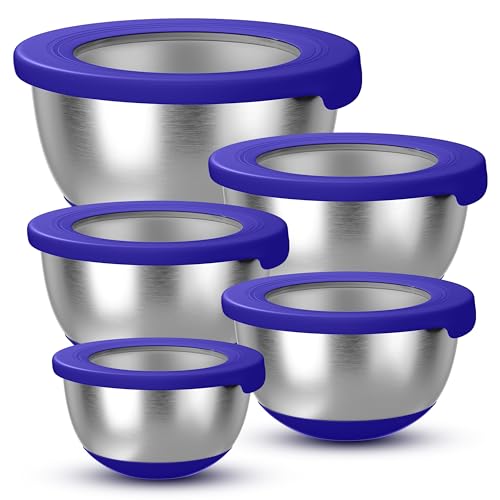 Stainless Steel Mixing Bowls with Lids (Blue)