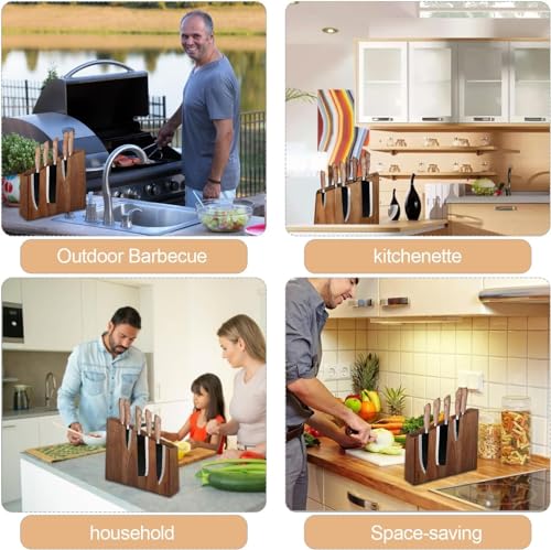 Magnetic Knife Wooden Block Knife Display Holder Rack Double Side Magnetic Stands with Strong Enhanced Magnets Kinves Strip Magnetic Knife Holder (Black)