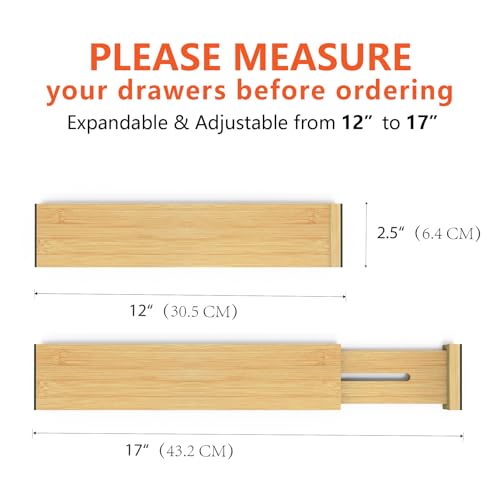 4 Pack Bamboo Drawer Dividers