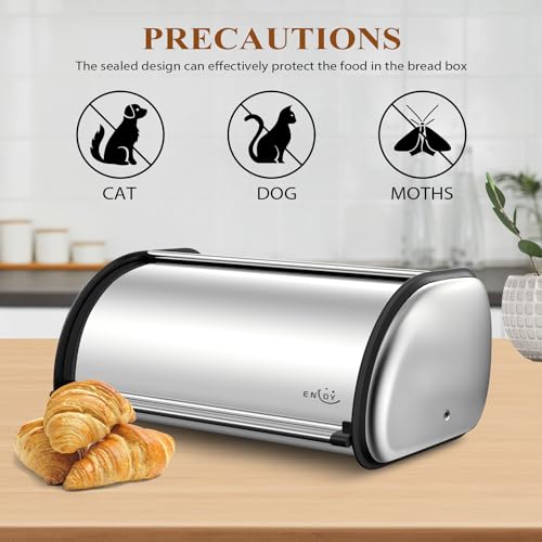 Bread Box for Kitchen Counter (silver)