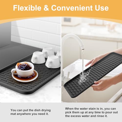 Silicone Coffee Mat with Detachable Dish Drying Mat