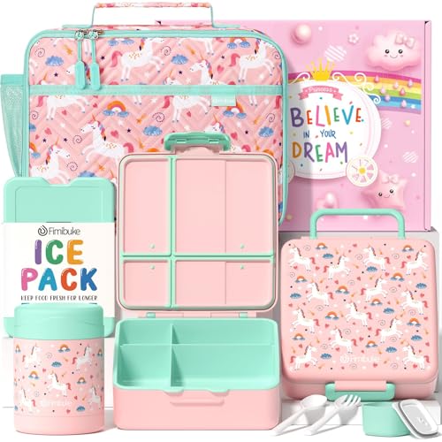 Kids Bento Snack Lunch Box with Thermo Insulated Toddler Lunch Bag