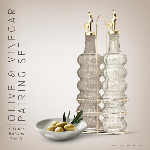 Glass Olive Oil Bottle Dispenser (Elegant Waves / Brown)