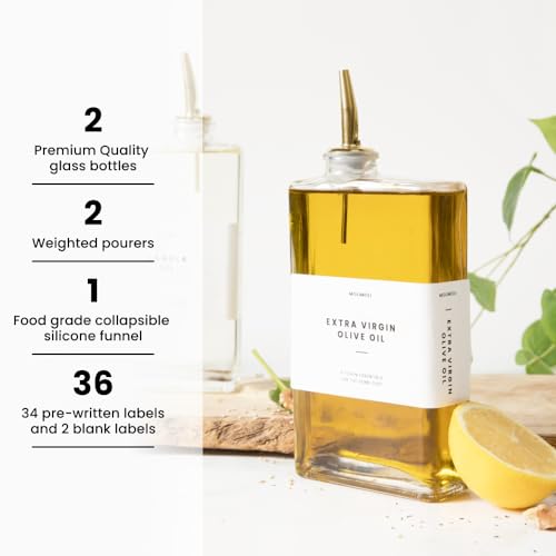 Olive Oil Dispenser Bottle for Kitchen (Gold / 500ml, Set of 2)