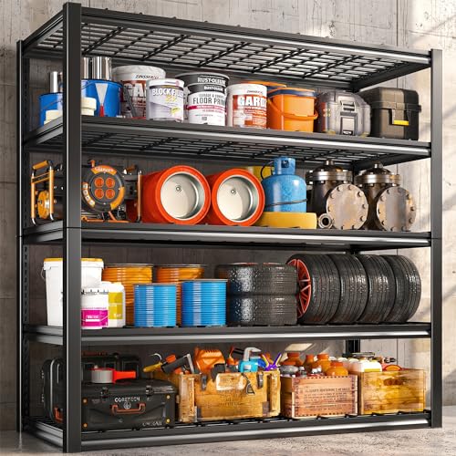 48" W Garage Shelving 2500LBS Storage Shelves 5 Tier Heavy Duty Shelving Adjustable Garage Shelves for Warehouse