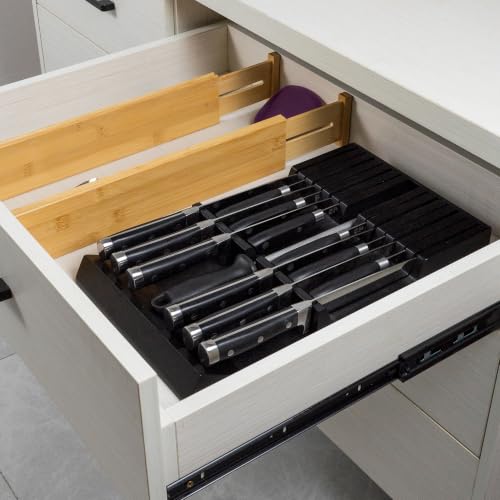 in Drawer Knife Block Bamboo Kitchen Knife Drawer Organizer