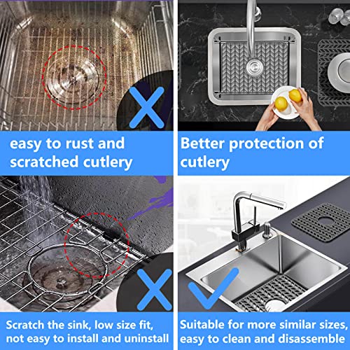 Sink Protectors for Kitchen Sink16.2"x 12.5"Center Silicone Sink Mat (16.4"x12.5" / Gray)