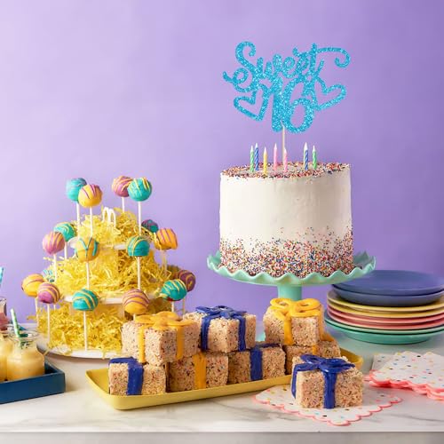 24Pcs Happy 16th Birthday Cupcake Toppers Glitter Hello 16 Sweet 16 Cupcake Picks 2006 Sixteen Old Birthday Cake Decorations for 16th Birthday Anniversary Party Supplies Black