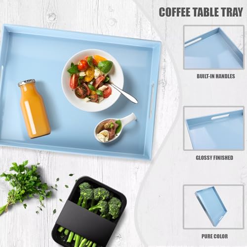 Plastic Serving Tray with Handles for Coffee Table