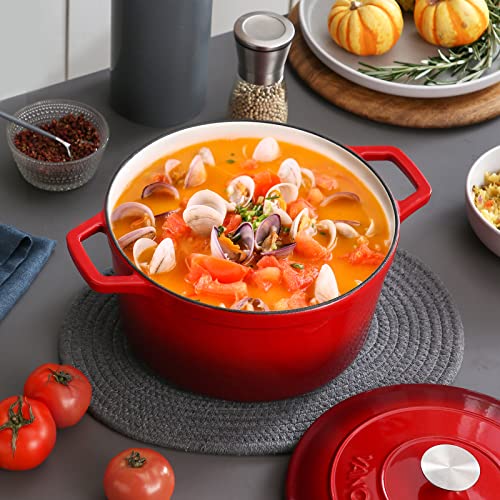 7.5 Qt Round Enameled Cast Iron Dutch Oven with Lid (7.5 Qt-round / Red)