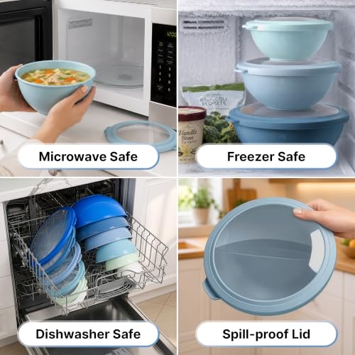 Piece Plastic Mixing Bowls with Lids Set