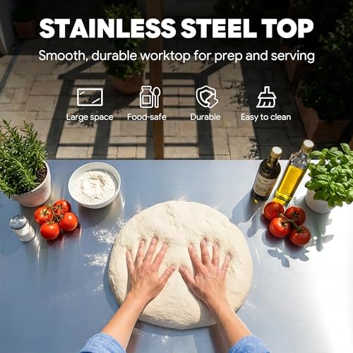 Large Movable Pizza Oven Table & Sink for Outdoor