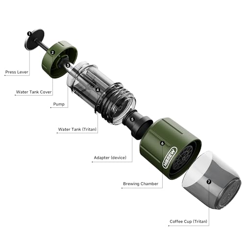 H4D 2-in-1 Portable Hand-Pump Coffee Machine Built-in Cup (Dark green)