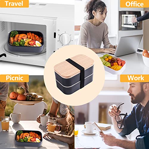 Japanese Bento Box with Bag Leakproof Lunch Box with Utensils Stackable Food Containers Includes Sauce Container 54OZ