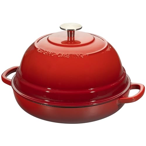 Enameled Cast Iron Dutch Oven Pot with Lid (Red)