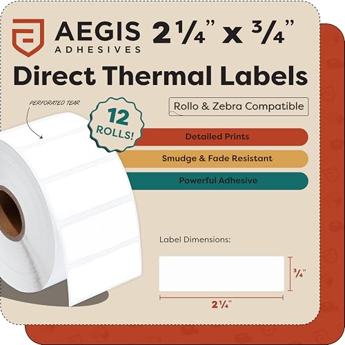 2 ¼” X ¾” Direct Thermal Labels for Barcodes