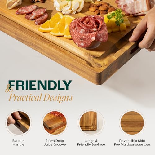 Extra Large Acacia Wood Cutting Board for Kitchen (Acacia / 24"L x 18"W)