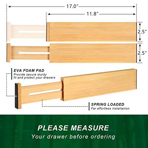 4 Pack Bamboo Drawer Dividers