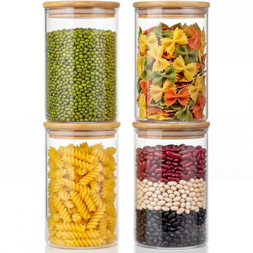 Round Glass Food Storage Containers with Airtight Bamboo Lids