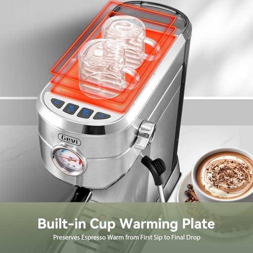 20 Bar Compact Espresso Machine for Home (Sterling Silver)
