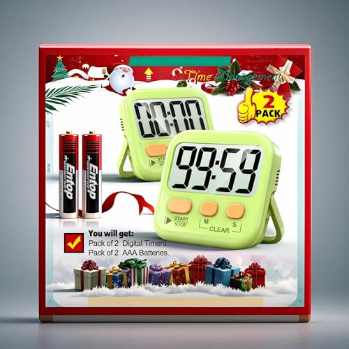 2 Pack Digital Timer for Kids Classroom Kitchen Timers for Cooking (1 * Light Green)