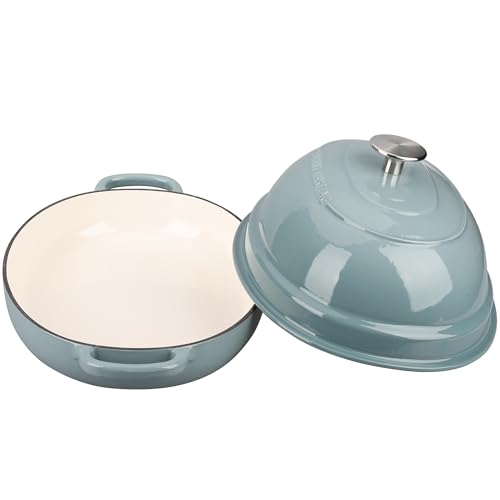 Enameled Oval Cast Iron Dutch Oven Pot with Lid (Seasalt)