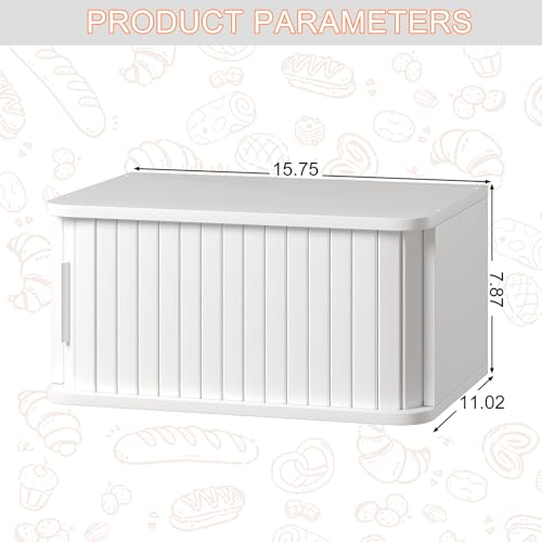 Roll Top Bread Box for Kitchen Countertop (White / Medium)