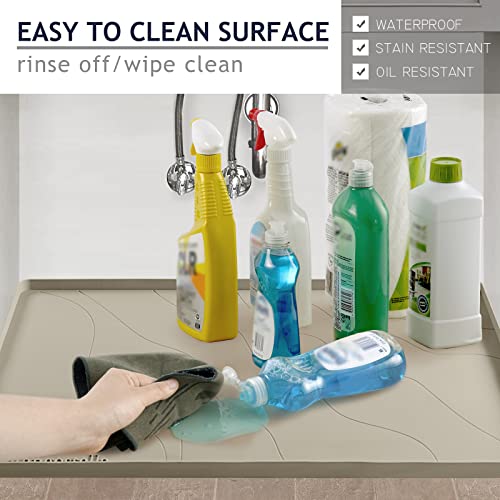 Heavy Duty Silicone Under Sink Mats for Kitchen Waterproof 22" x 22" (Brown / 22'' x 22'' x 1'')