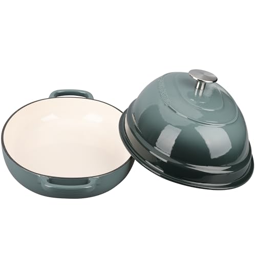 Enameled Oval Cast Iron Dutch Oven Pot with Lid (Slateblue)