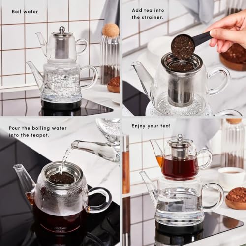 Teapot, glass, drinking vessel, temperature-resistant, tea maker, glass jug, suitable for tea warmers