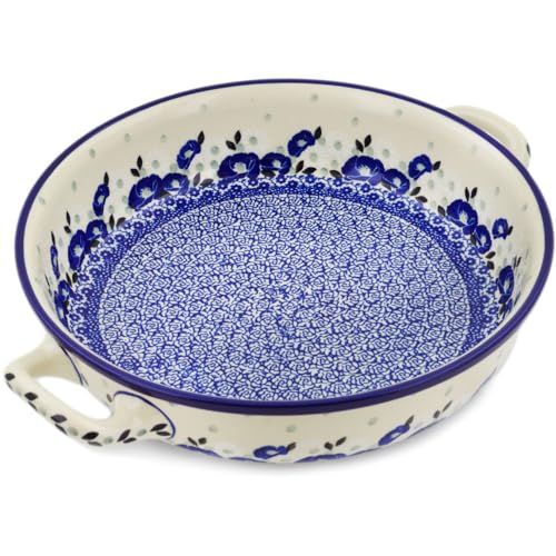 Authentic Polish Pottery Round Baker with Handles Handmade in Bolesławiec Poland by Ceramika Artystyczna + Certificate of Authenticity